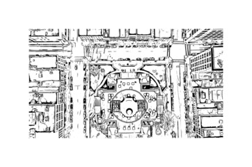 Obraz premium Building view with landmark of Lafayette is the city in Indiana. Hand drawn sketch illustration in vector. 