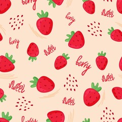 Pattern with cute strawberries