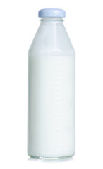 Glass bottle of kefir on white background isolation