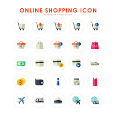 Online Shopping Flat Icon with Color