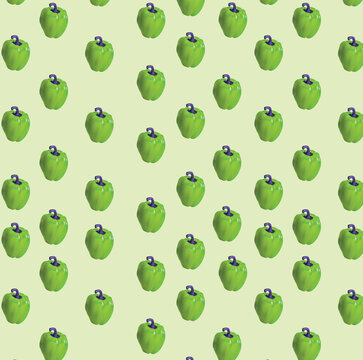Vector Seamless Pattern with Green Pepper