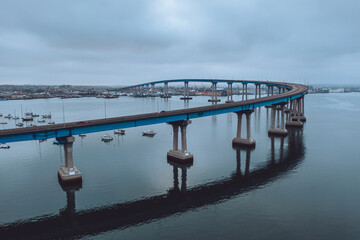 Vehicles drive across Coronado Bridge in San Diego.