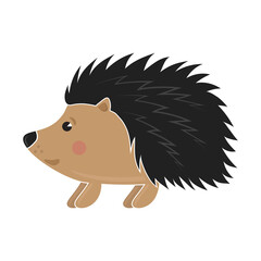 Cute Hedgehog Icon Isolated on White Background