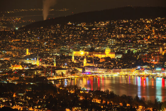 Zurich at Night from above (Felsenegg, Adliswil, Switzerland)