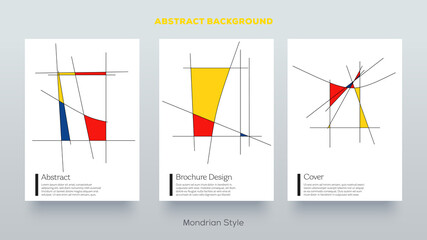 Piet Mondrian trendy covers design. Minimal geometric shapes composition. Retro pop art pattern.