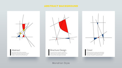 Piet Mondrian trendy covers design. Minimal geometric shapes composition. Retro pop art pattern.