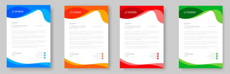 corporate modern letterhead design template with yellow, blue, green, and red colors. creative modern letterhead design template for your project. letter head, letterhead, business letter head design.