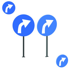 go right side sign with 3d view, traffic signs