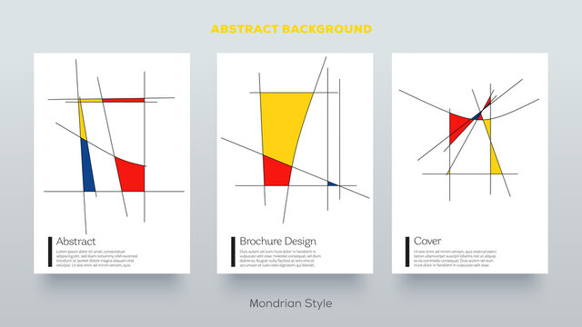 Piet Mondrian trendy covers design. Minimal geometric shapes composition. Retro pop art pattern.