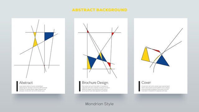 Piet Mondrian trendy covers design. Minimal geometric shapes composition. Retro pop art pattern.
