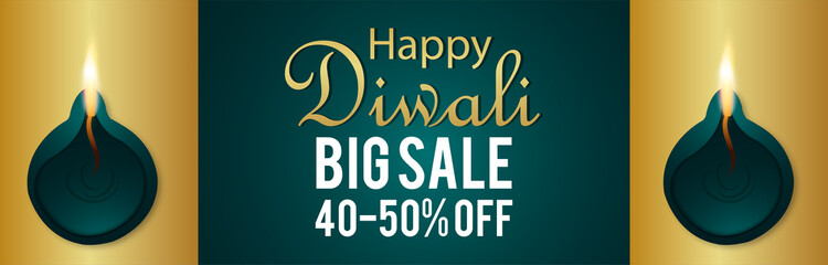 Happy diwali indian festival sale  banner with creative diya