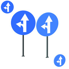 Road which should be followed by you sign with 3d view, traffic signs