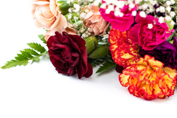 bouquet of flowers flat lay