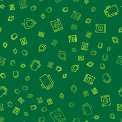 Set line Toilet urinal or pissoir, Electric boiler and Washer on seamless pattern. Vector