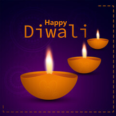 Happy diwali celebration background with diwali diya