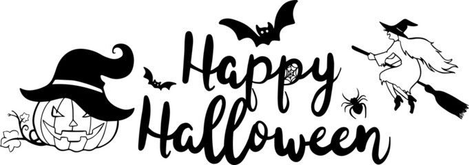 Vector, halloween holiday. Pumpkin and witch.