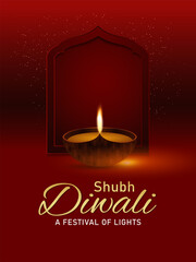 Happy diwali celebration flyer with diwali diya