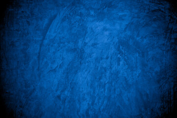Old wall pattern texture cement blue dark abstract  blue color design are light with black gradient background.