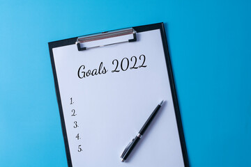 goals 2022 written in a paper on clipboard - business concept.
