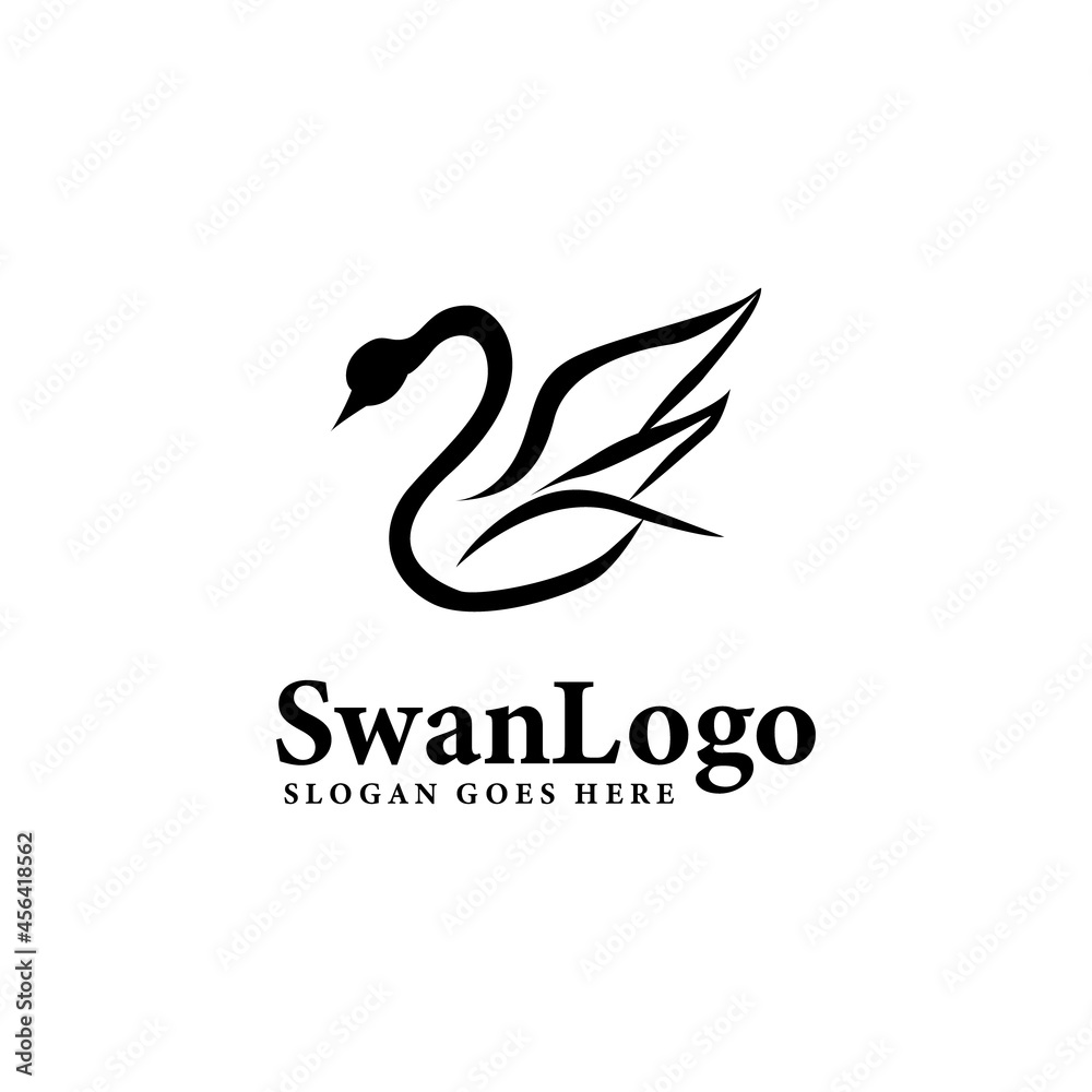 Wall mural simple swan logo design template