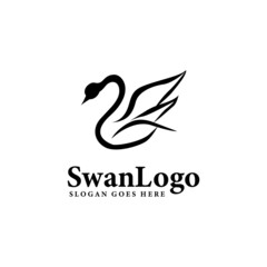 Simple swan logo design template