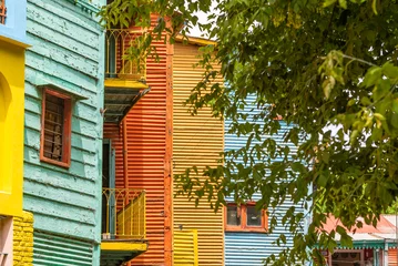 Schilderijen op glas Caminito Street, in La Boca, Caminito with the colorful buildings, Buenos Aires © ggfoto