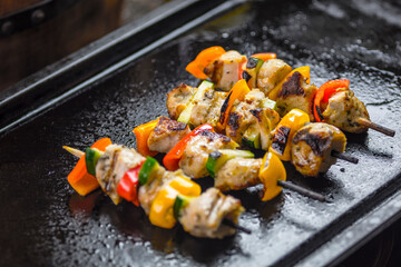 Chicken skew on frill