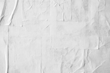 Blank white crumpled and creased paper poster texture