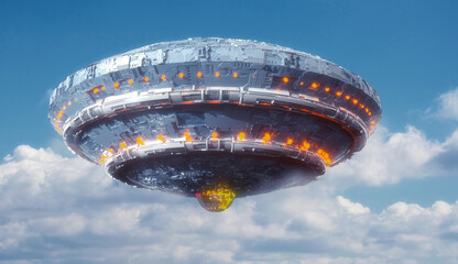 3d render. UFO spaceship concept