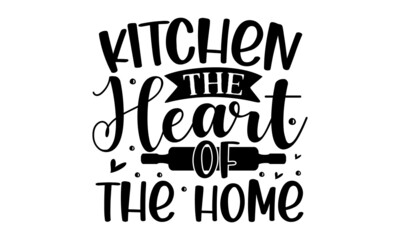 kitchen the heart of the home, Cutting board chalk silhouette with sun rays and lettering, on blackboard,  Cutting board, knife, fork, kitchen, chalk, board, cooking, Hand drawn vector illustration