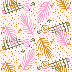 abstract trending background with leaves. light summer pattern. drawing for cover, fabric and poster.