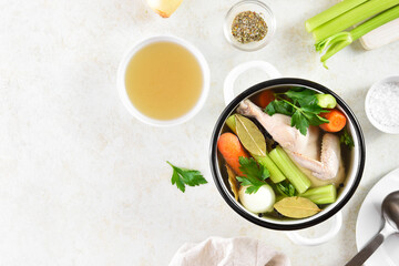 Chicken broth with vegetables and spices