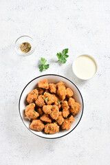 Crispy fried breaded chicken bites