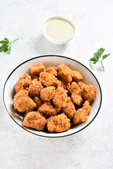 Crispy fried breaded chicken bites