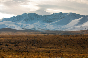 snow covered mountains