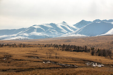 snow covered mountains