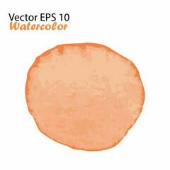 Vector Watercolor Brush Stroke Splash Circle. Handmade design element in orange color. Hand Painted watercolour Dot