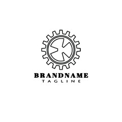 Naklejka premium bicycle sprocket cartoon logo icon design simple black isolated vector illustration