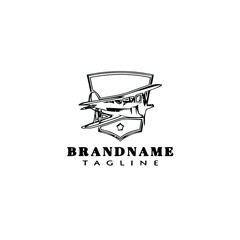 biplane logo cartoon icon template black isolated vector illustration