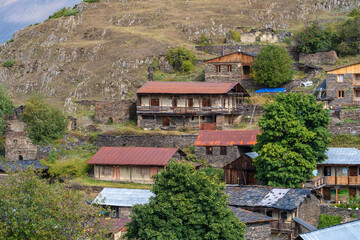 The Upper Omalo village and the fortress Keselo. Travel to the Georgia