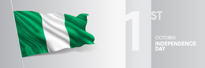 Nigeria happy independence day greeting card, banner vector illustration