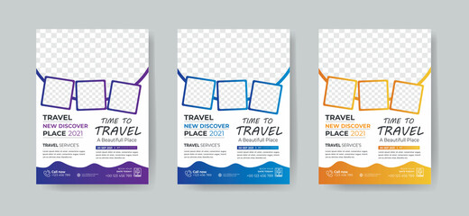 Travel flyer template design use for travel agency promotion catalog design 