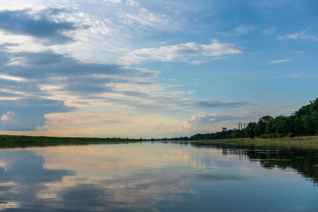 Fototapeta premium Beautiful sunset at the Elbe river