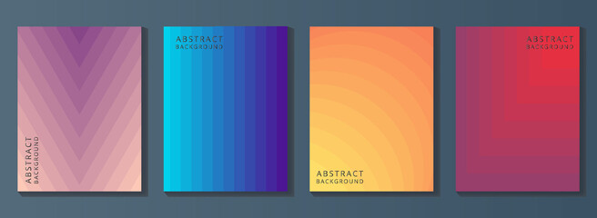 Gradient background set. Abstract cover, wall arts with colourful geometric shapes and liquid color. Website and banner.