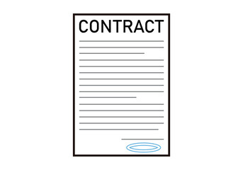 Icono negro de contrato en fondo blanco.