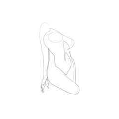 Nude woman. abstract silhouette, continuous line drawing, small tattoo, print for clothes and logo design, emblem or logo design, isolated vector illustration.	
