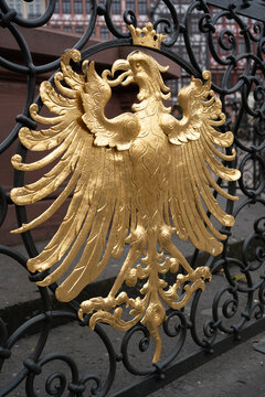 golden eagle of frankfurt at roemer in the city center of frankfurt