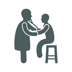 Check, doctor icon. Gray vector graphics.