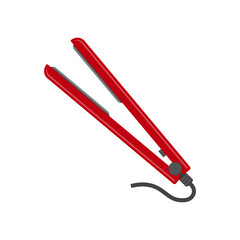 Red hair straighten icon. Vector Illustration. Flat design.