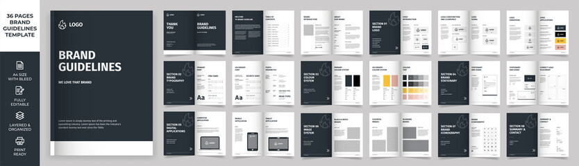 Fototapeta Brand Guideline Template, Simple style and modern layout Brand Style, Brand Book, Brand Identity, Brand Manual, Guide Book obraz